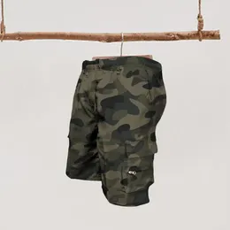 Men's Shorts Mid-rise Cargo Pants Men Drawstring With Multi Zipper Pockets Solid Colour Camouflage For Daily