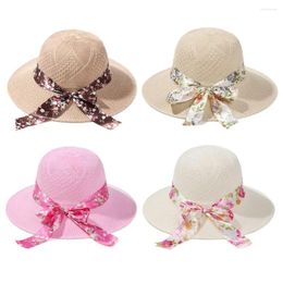 Wide Brim Hats Women Foldable Portable Sun Visor Cap Straw Hat Beach UV Protection