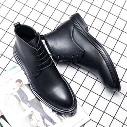 HBP Non-Brand High Cut Fashion Lace Up Oxford Men Genuine Leather Dress Shoes Leather Boots