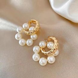 Dangle Earrings 2024 Luxury Senior Geometric Pearl Korean Drop Elegant Temperament Woman Sweet Lovely Fashion Jewellery