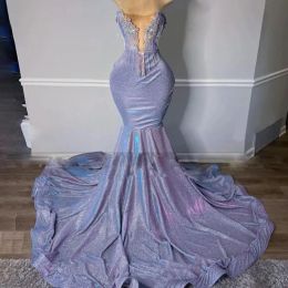 Sekik seksi elbise parıltılı balo straplez deniz kızı yansıtıcı payetler uzun gece önlükleri resmi vestidos