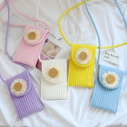 Storage Bags Cotton And Woven Mobile Phone Bag Summer Crossbody Cellphone Sunflowers Shoulder Coin Purse