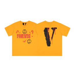 VLONE T-shirt Big "V" Tshirt Men's / Women's Couples Casual Fashion Trend High Street Loose HIP-HOP100% Cotton Printed Round Neck Shirt US SIZE S-XL 6134