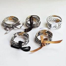 New 5-layer Transparent Hose Leather Leopard Print Women's Ribbon Bracelet, Jerry Bangle Bracelet