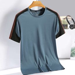 Summer Ice Silk Short Sleeve T-shirt for Mens Thin Sports Quick Drying Top Korean Edition Outdoor Breathable Air Conditioning