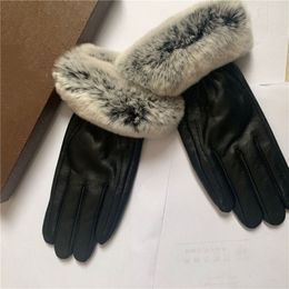 Fashion winter Gloves Female touch screen rabbit hair warm skin gloves335c