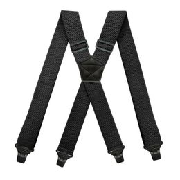 Heavy Duty Work Suspenders for Men 38cm Wide XBack with 4 Plastic Gripper Clasps Adjustable Elastic Trouser Pants BracesBlack 2205207t