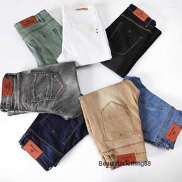 Mens Jeans Summer Brand Stretch Straight Men Cotton Casual Slim Fit Denim Pants Grey Black Khaki Clothing Plus Size