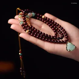 Strand Xiaoye Purple Sandalwood Handstring Fragrance Wooden Script Playing Buddha Beads Necklace Prayer
