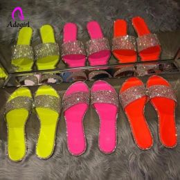 Boots Candycolored Slippers 2020 Sparkling Rhinestone Women Home Flip Flop Casual Shoes Snakeskin Diamond Flat Outdoor Wild Sandals