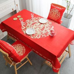 Table Cloth Velvet Tablecloth Wedding Fabric Red Festive Ceremony Chinese Style Room Tea ChineseStyle