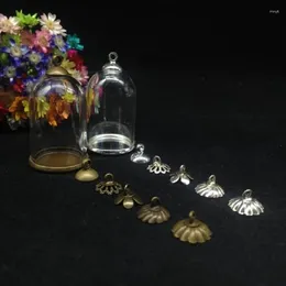 Pendant Necklaces 500sets/lot 30 20mm Tube Bell Jar Glass Globe With Classic Tray Flower Cap No Filler Bottle Vial Necklace Jewelry