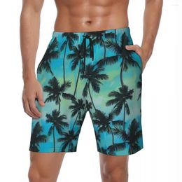 Men's Shorts Men Board Navy Lime Palm Tree Hawaii Swimming Trunks Cool Fashion Breathable Surfing Trendy Large Size Beach Short Pants