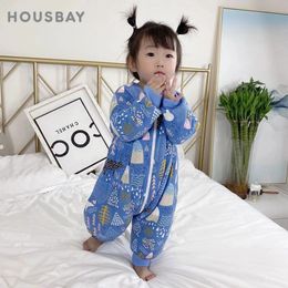 12-24M Sleeping Bag Baby Sleepsacks Winter Thick Warm Printed ChildrenS Sleeping Bag Split Leg For Kids Play Baby Carriage Sack 240311