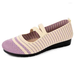 Casual Shoes Selling Women Flats 2024 Spring Mixed Color Breathable Knitted Sneakers Slip On Chaussure Femme