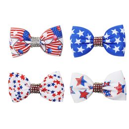 2024 American flag print Hair Clips Duck billed hairpins Hair Bow With Clip 4th of July Independence Day kids Hair Accessories National Day gifts Best quality