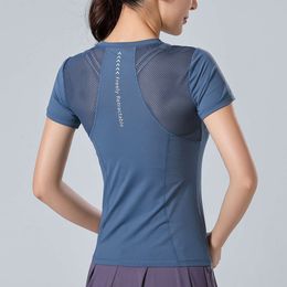 Spring/summer Main Promotion Yoga Sports Top Round Neck Mesh Breathable Quick Drying Short Sleeve Tight Elastic T-shirt 443k