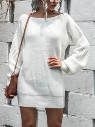 Casual Dresses Women S Oversized Off The Shoulder Sweater Dress With Batwing Sleeves - Cosy Chunky Knit Pullover Crochet Bodycon For