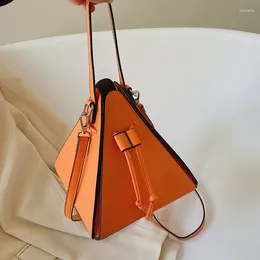 Evening Bags Brand Designer PU Leather Women's Shoulder Bag Casual Crossbody Small Triangle Box Unique Drawstring Handbag