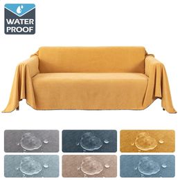 Waterproof Sofa Blanket Multipurpose Solid Color Furniture Cover Durable Fabric Dust-proof Anti-scratch Home Living Room Decor 240306