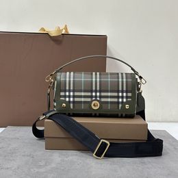 Top Quality Designer Crossbody Bag Fashion Women Shoulder Bags Green Brown Grids Calfskin Leather Handbag Casual Small Handbag Purse with Box