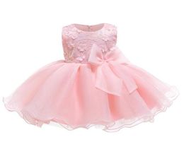 Girl039s Dresses 2022 Summer Born Bow 1st Birthday Dress For Baby Girl Kids Clothes White Flower Princess Baptism Ceremony Part1384277