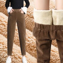 Capris Harem Pants 2023 Pockets Thicken Corduroy Casual New Winter High Waist Plus Size Female Work Suit Student Pant Ladies' Trousers