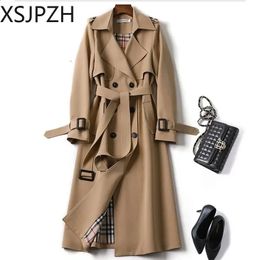 Trench Coat Korean Plus Large Size Casual Outerwear Thickening Fashion 4XL Winter Long Shirt Dress Women Brown Windbreak 240309