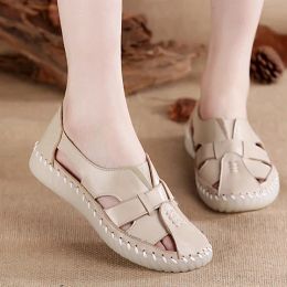 Boots SONDR Genuine Leather Women Flats Hollow Woman Shoes Summer Women's Loafers Breathable Beach Female Sandals Big Size 3543