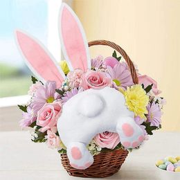 Decorative Flowers Cute Wall Hanging Easter Wreath Kit DIY Buwith Ears Decoration For Front Door Decor