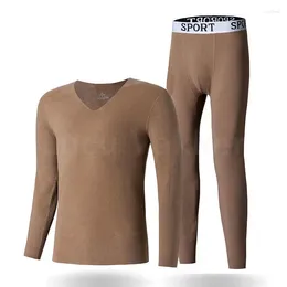 Erkekler için erkek termal iç çamaşırı setleri Sonbahar Termo Long Johns Kış Giysileri Taytlar V Boyun Gömlek