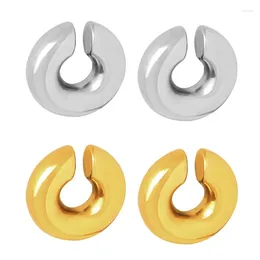 Backs Earrings Stainless Steel Hollow Ear Cuffs Circle Clip Fashionable Jewelry Exaggerated Cuff For Party Drop