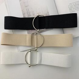 Belts Solid Color For Women Simple Waistband Sweater Corset Coat Seal Elastic Wide Round Buckle Decoration Dress Accessories