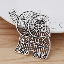 Pendant Necklaces 2 Pieces Tibetan Silver Tone Hollow Open Filigree Elephant Charms Pendants For DIY Necklace Jewellery Making Accessories