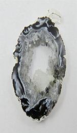 Pendants WholeBOROSA Brazilian Agates Geode Druzy Slice Electroplated Silver Colour Edged Drusy Factory expert design 284E6157059