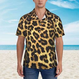 Men's Casual Shirts Hawaiian Shirt Beach Leopard Print Graphic Blouses Animal Skin Pattern Loose Men Short Sleeve Breathable Clothing