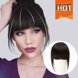 Clip in Bangs 3D Blunt Cut Natural Human Hair OverHead Bangs Clip In Hair s NonRemy 25x45 613 #1B #2 Brown Blonde 240314