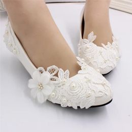 Boots Wedding Shoes Bride Highheeled Pearl Crystal Wedding High Heels Platform Pumps Women Shoes White Lace Flowers Bridal Shoes