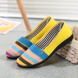 Casual Shoes Women Flats Female Candy Colour Stripe Loafers Mother Slip On Comfortable Soft Flat Spring Ladies Shoes785