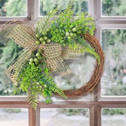 Decorative Flowers Spring Wreath Front Door Summer Fall Outdoor Interior Wall Or Window Decoration Emerald Plant