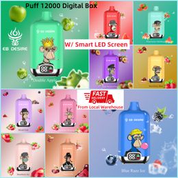 EB DESIRE puff 15k 12k Puff 12000 15000 puffs bang king digital box disposable vapes local warehouse 23ml 2% 5% nic LED screen Randm vaper Tornado poco vape razz carts bar