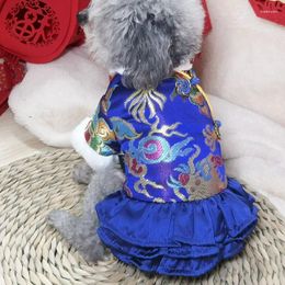 Dog Apparel Chinese Year Clothing Winter Dress Tang Suit Cheongsam Puppy Yorkie Bichon Pomeranian Poodle Schnauzer Clothes Coat