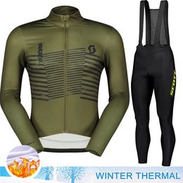 SCOTT Cycling Clothes Tricuta Man Professional Shirt Jersey Winter Thermal Mens Pants Gel Bicycle Jerseys Clothing Uniform Set 240314