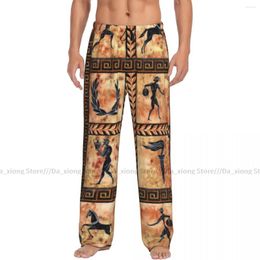 Men's Sleepwear Mens Casual Pajama Long Pant Loose Elastic Waistband Checkered Ancient Greek Athletes Cozy Home Lounge Pants