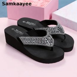 Slippers Size 3640 Women Flip Flops Platform Slippers Summer Female Wedges Sandals Thong Crystal Beach Shoes Thick Bottom Zapatillas y20