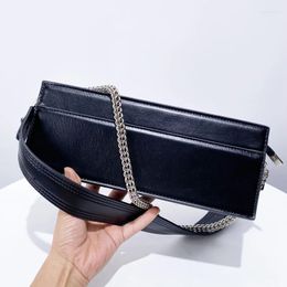 Shoulder Bags Vintage Long Strip Box For Women Luxury Designer Handbag And Purse 2024 In PU Chain Small Wide Straps Underarm