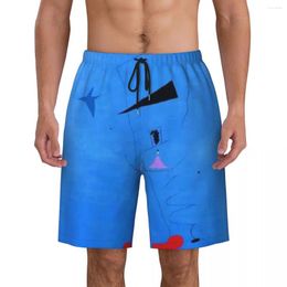 Men's Shorts Painting Blue Star By Joan Miro Print Men Swim Trunks Quick Dry Swimwear Beach Board Abstract Art Boardshorts