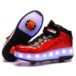 HBP Non-Brand Custom Rechargeable Led Light Two-Wheel Sneakers For Kids Children Roller Skate Shoes