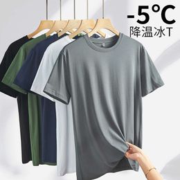 Source Factory Large Size Ice Silk Short Sleeved T-shirt for Mens Quick Drying Breathable Summer Thin Sports Enlarged Instagram