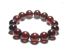 Decorative Figurines Baltic Poland Blood Red Natural Pressed Amber Round Beads Bracelet